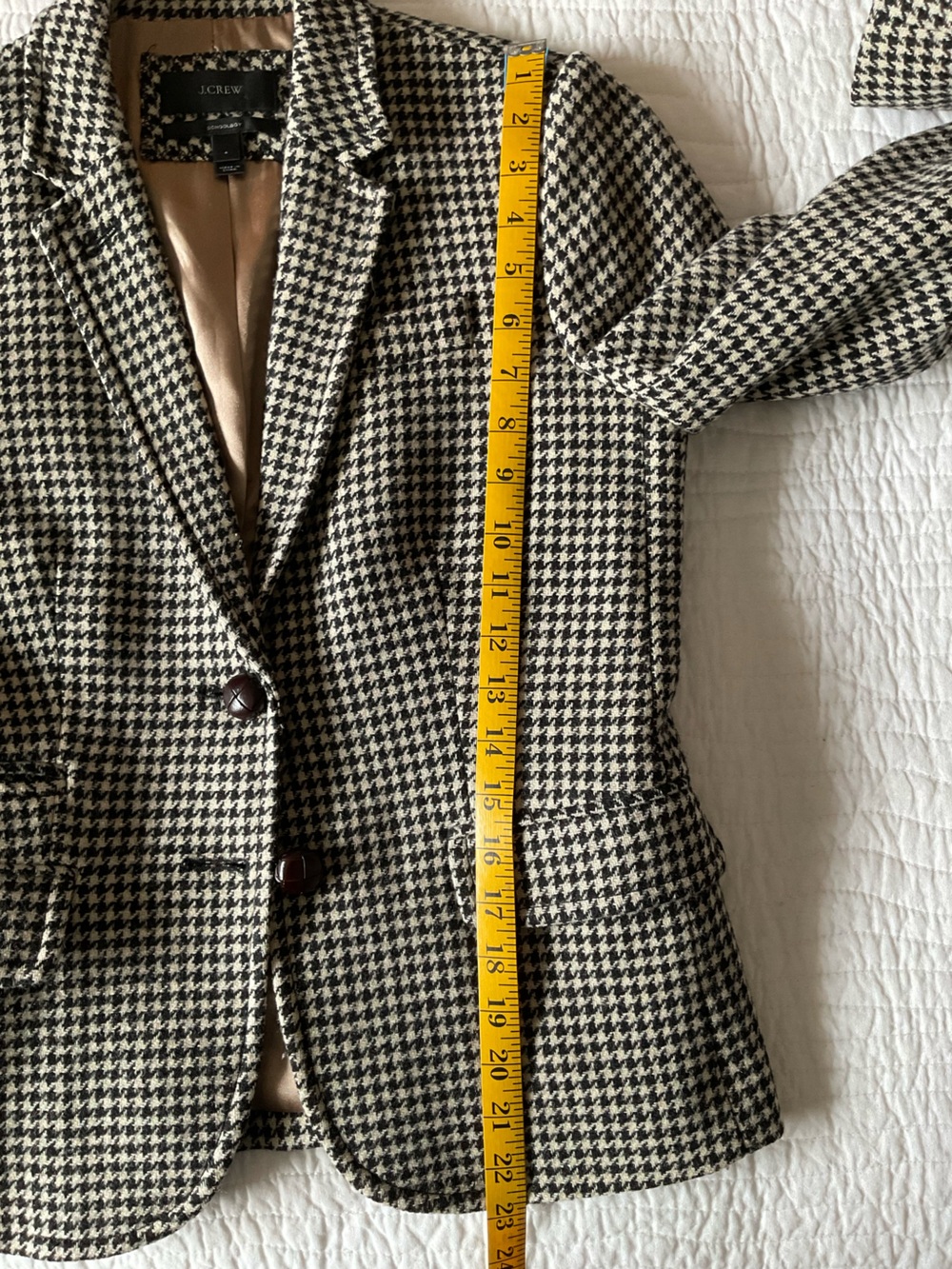 EUC J. Crew Women's Houndstooth Blazer in Black and Cream 100% Wool - Picture 11 of 12